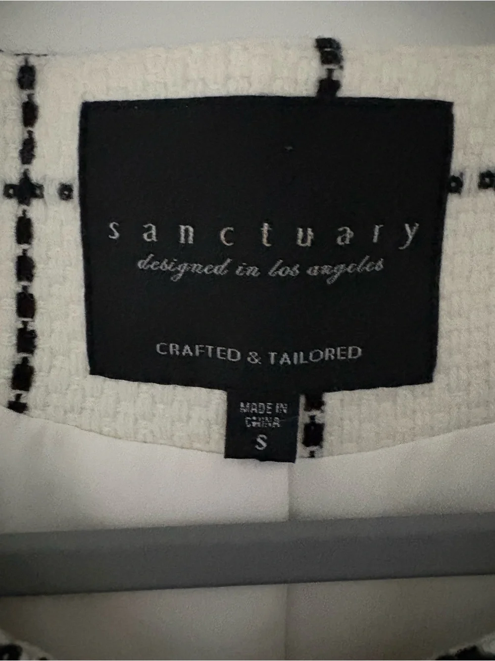 Sanctuary tweed sleevless long window pane vest size small cream/ black color - Picture 3 of 9